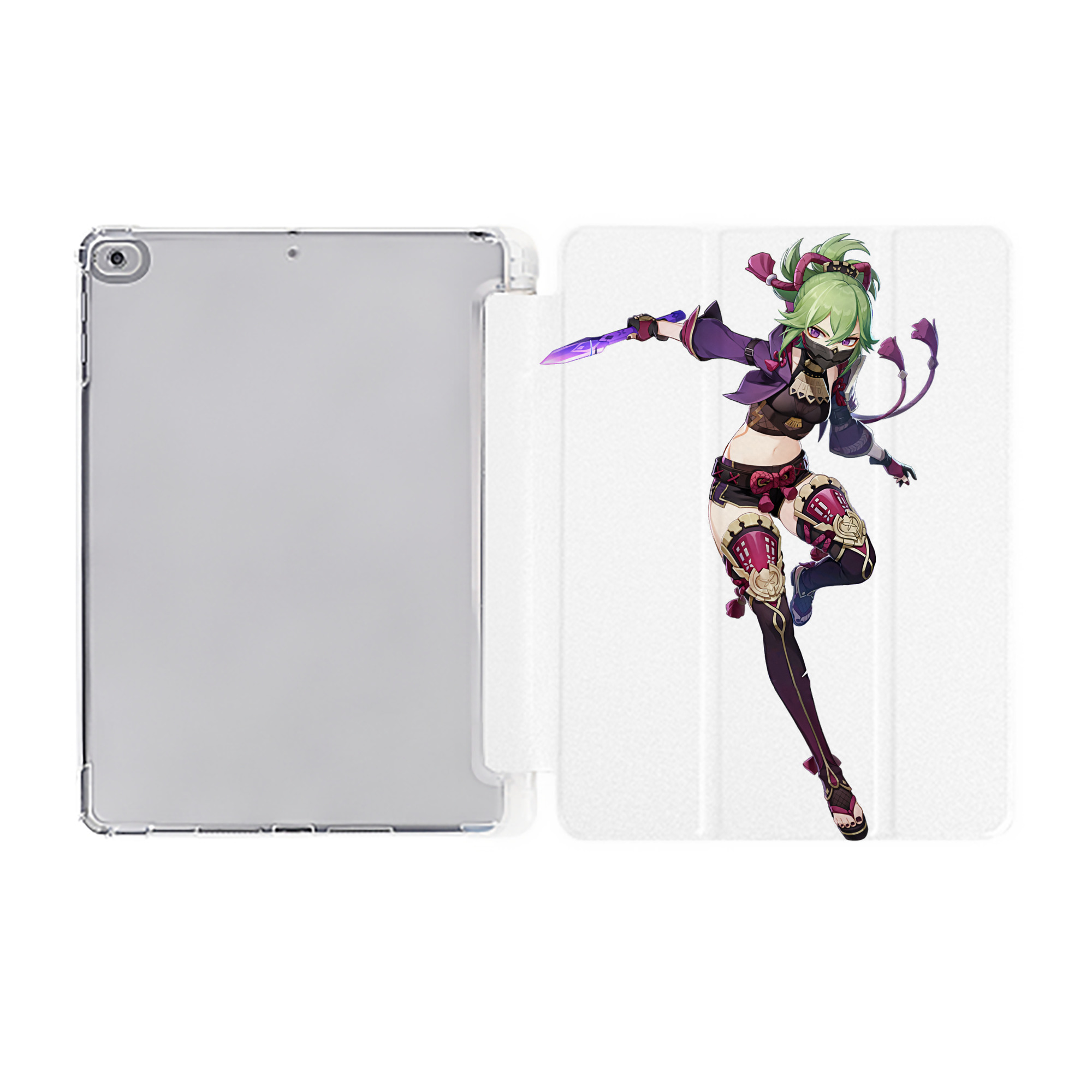 げんし神  久岐忍 くき しのぶ genshin Kuki Shinobu IPad ケース ペン収納付き 三つ折りスタンド PUレザー×シリコン 対応機種9.5/10.5/10.9インチ
